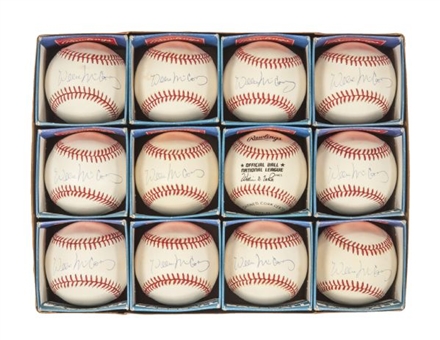 Lot of (12) Willie McCovey Signed Official National League Bill White Baseballs 